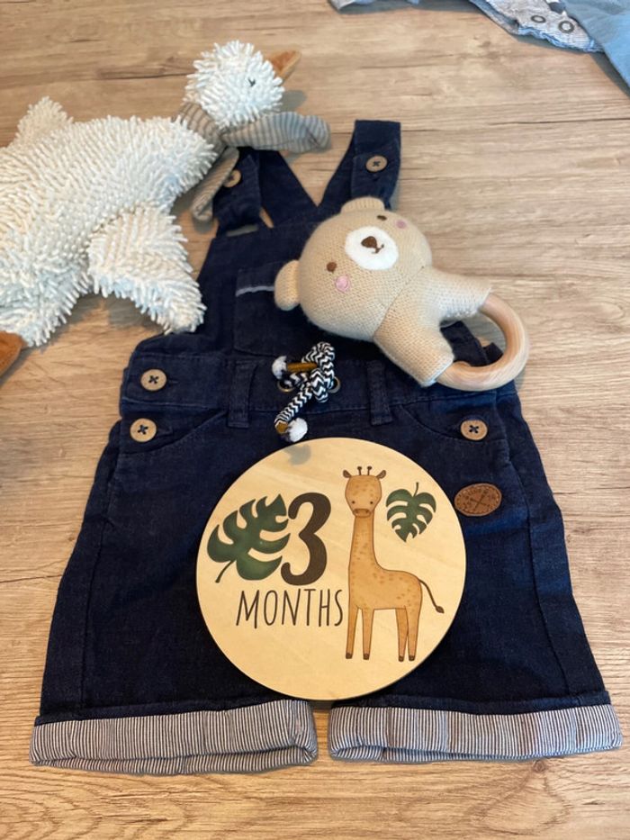 Salopette bleu marine garçon 3 mois Pat et ripaton