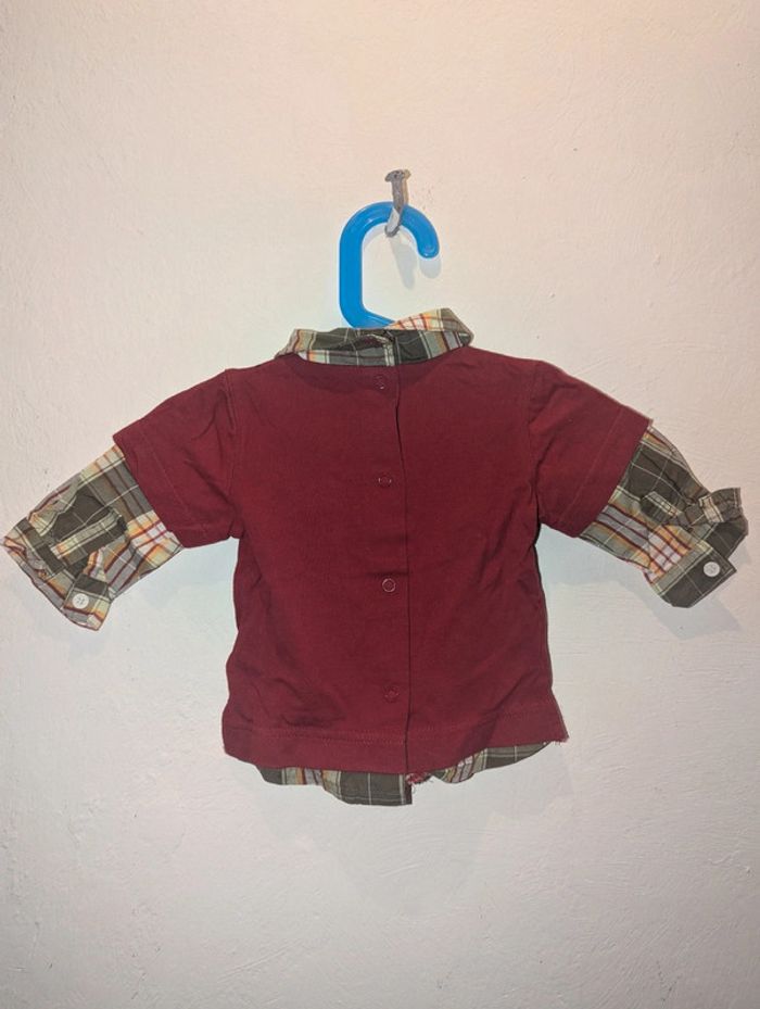 Polo chemise intégrée rouge carreaux Petit Kimbaloo Taille 3 mois - photo numéro 2
