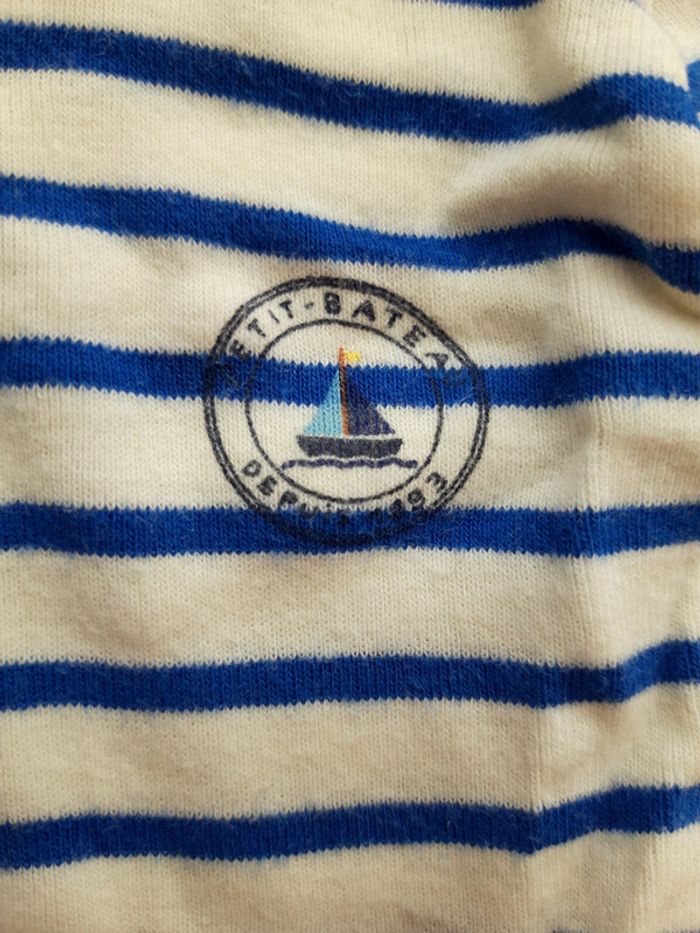 Body manches courtes marinière blanc avec rayure bleu marine Petit bateau, 6 mois 67cm 6mois demi an - photo numéro 3