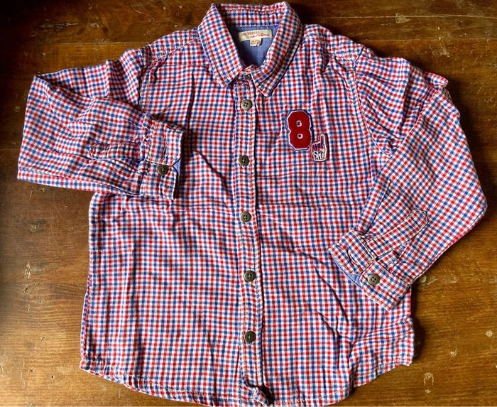 Chemise à carreaux rouges bleus blancs 6 ans DPAM
