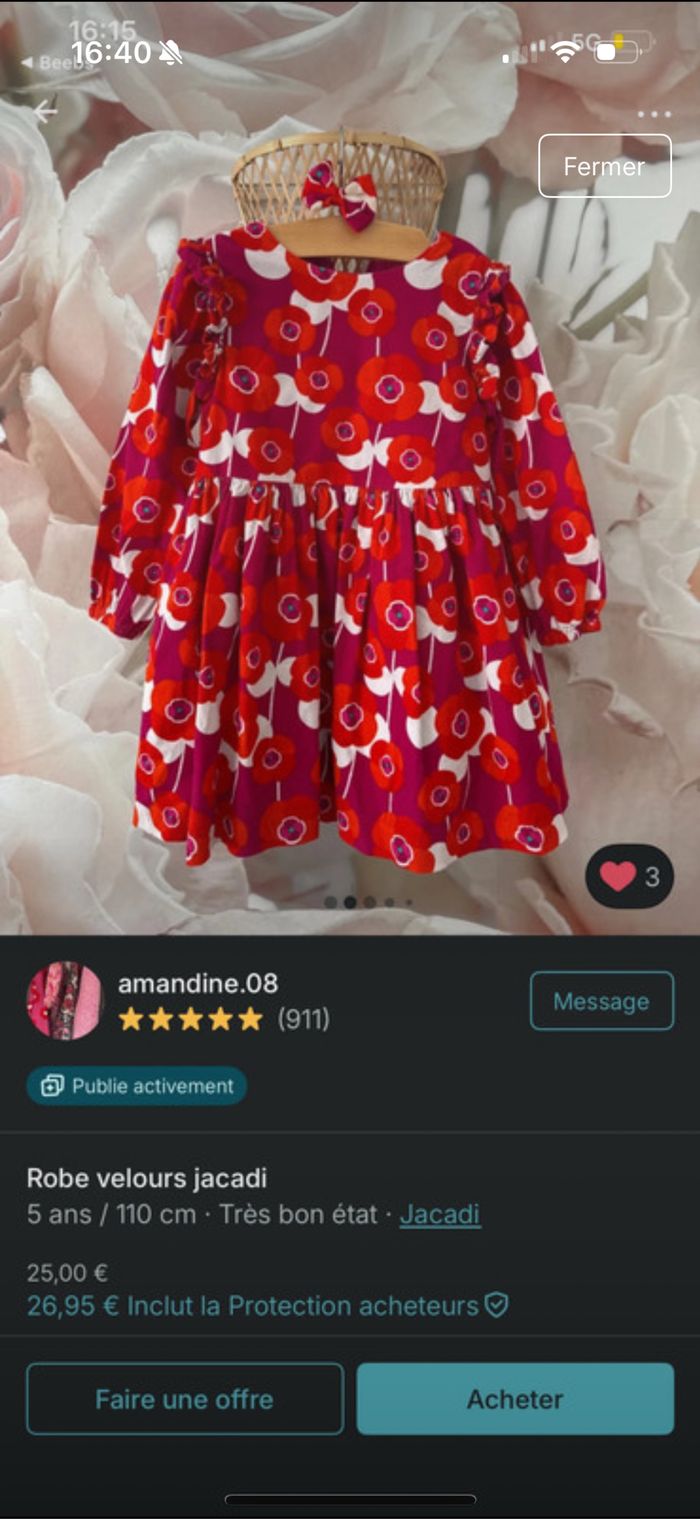 Lot 2 robes velours - photo numéro 2