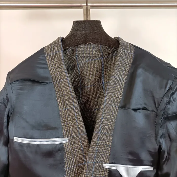 Veste à carreaux en lin Collection Premium - Taille 50 A490 - photo numéro 13