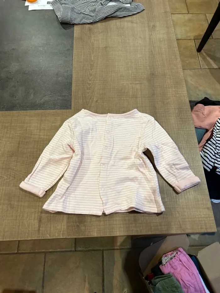 T-shirt manches longues, marinière bébé fille, obaibi, 9 mois - photo numéro 3