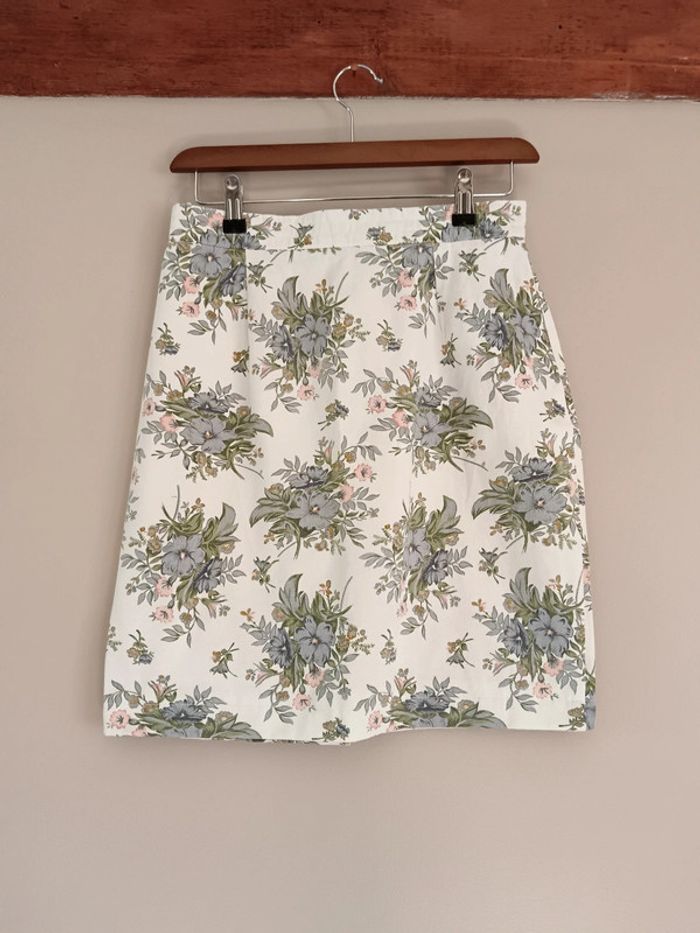 Jupe courte tailleur fleurie coton - photo numéro 2