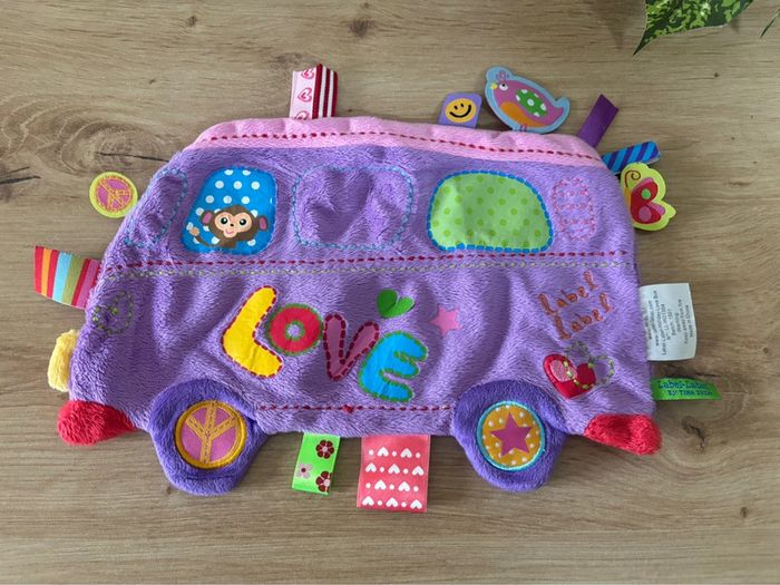 Doudou plat camion violet love label label