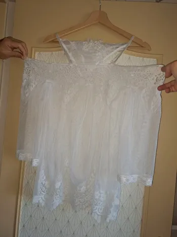 Ensemble nuisette à manches M culotte sexy blanc neuf sans étiquette avec sac, erreur cde valeur 20€