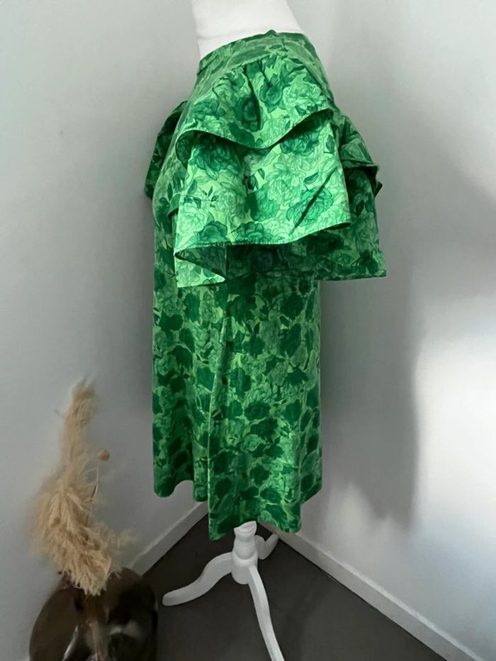 Robe verte manches bouffantes Zara S - photo numéro 5