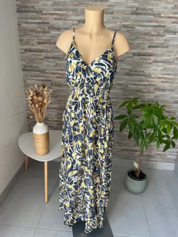 Robe  longue bleu jean et dorée