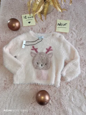 Pull pilou tout doux 12m neuf