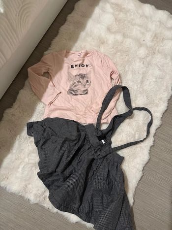 Ensemble salopette jupe okaidi et tee shorts kiabi assortie 5 ans