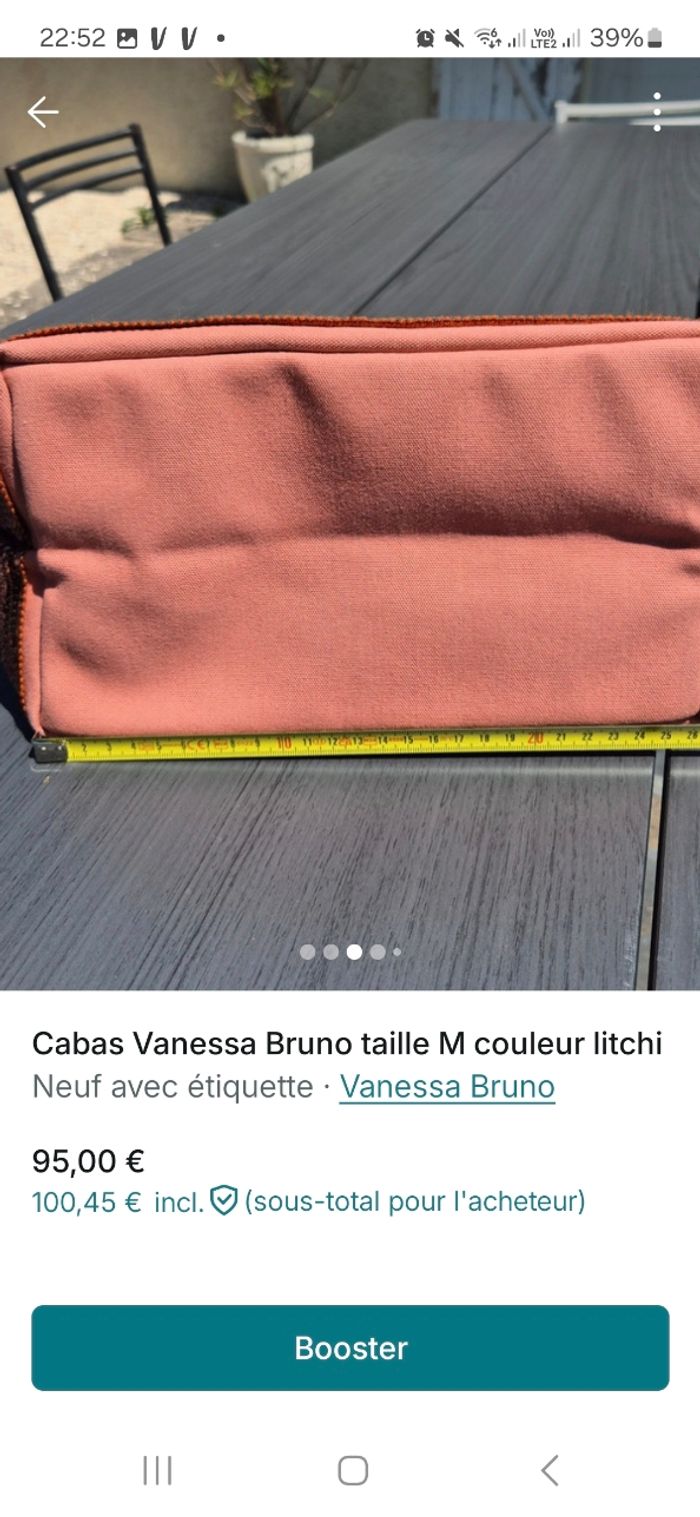 Cabas Vanessa Bruno taille M couleur litchi - photo numéro 2