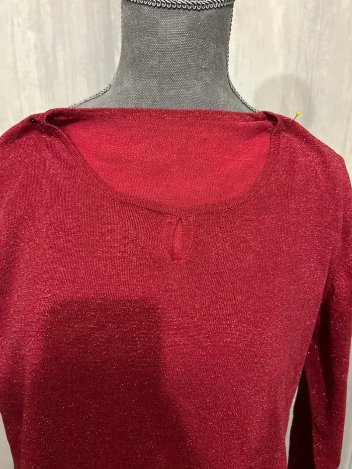 Pull rouge brillant - photo numéro 2