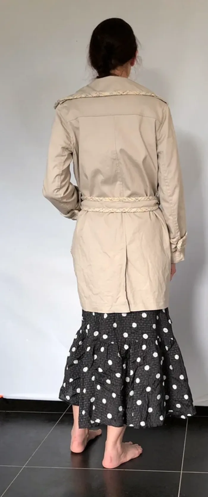 Trench beige avec boutons et ceinture tweed Morgan taille 42 excellent état - photo numéro 5