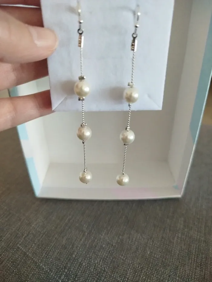 Boucles d'oreilles pendantes perles culture