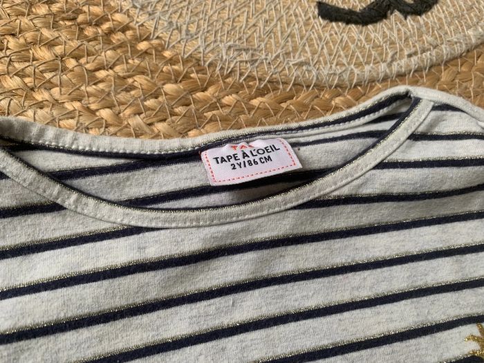 Robe marinière rayée gris bleu marine TAO tape à l’œil 2 ans 24 mois - photo numéro 4