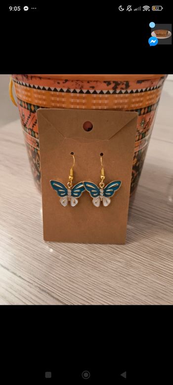 Boucles d'oreilles papillon turquoise