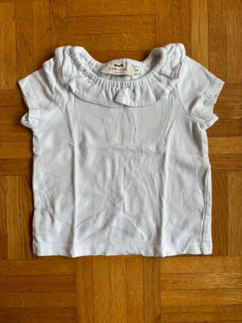 T-shirt blanc à col Cyrillus 6 mois parfait état