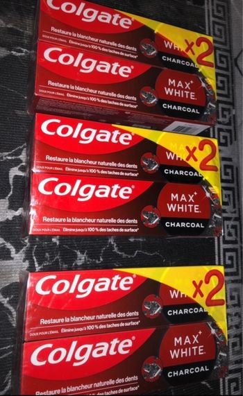 Lot 6 dentifrices colgate max White charbon