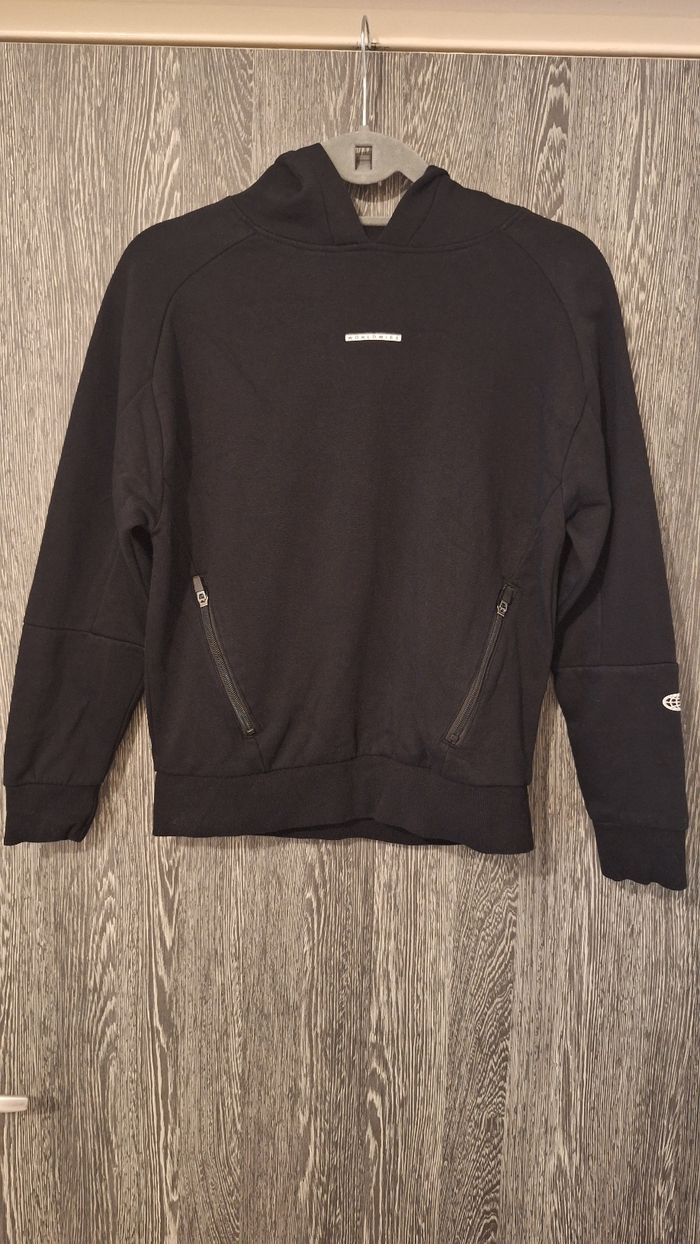 Sweat en molleton à capuche noir uni sport