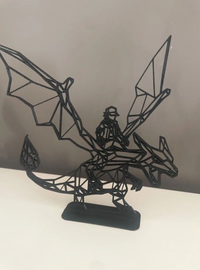 Décoration Pokémon Sacha et Dracofeu avec son support - photo numéro 3