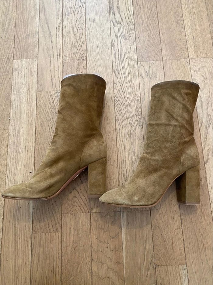 Bottines à talon en daim beige Aquazzura modèle Boogie taille 37 - photo numéro 4
