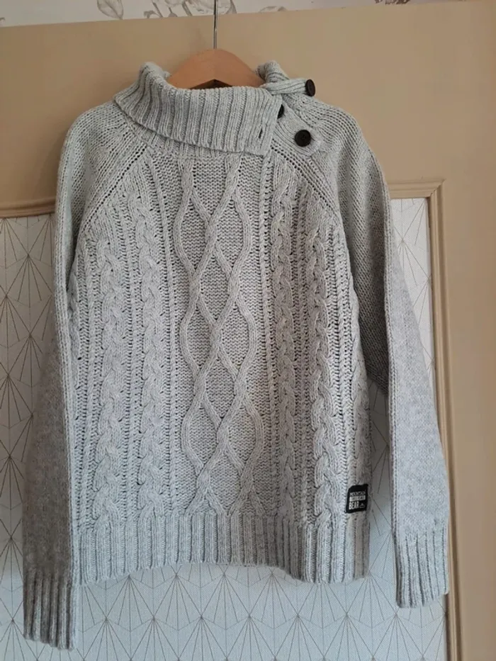 Pull garçon 8 ans chaud gris moucheté jaune comme neuf okaïdi