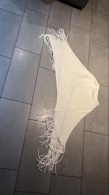 Poncho blanc franges
