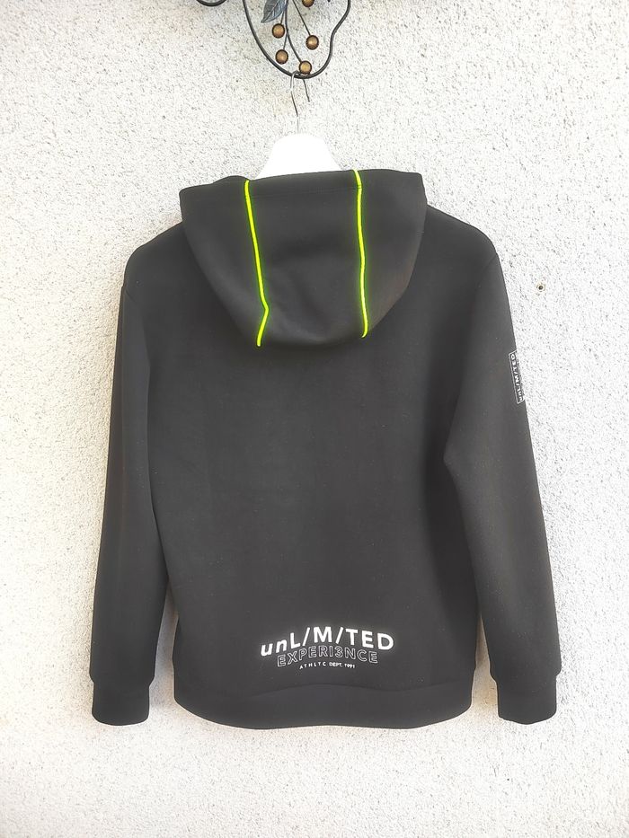 Veste Sweat Zippée gemo Noir Néon - Taille 14 Ans - Douceur Absolue - Comme Neuve ! - photo numéro 2