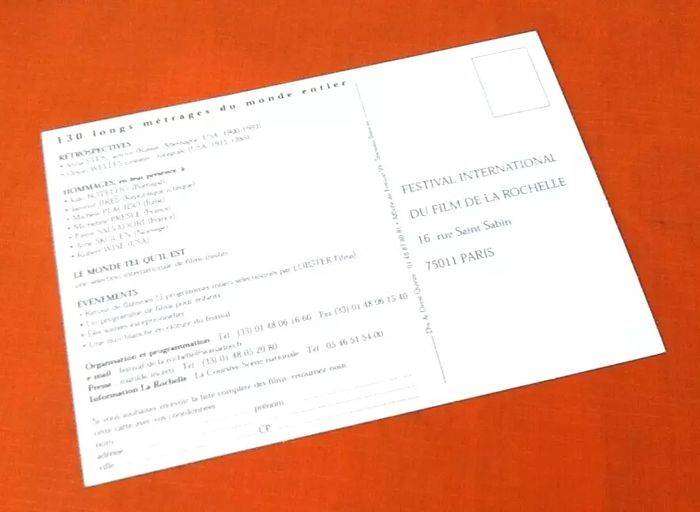 Carte postale publicitaire 27ème Festival International du Film de La Rochelle 1999 - photo numéro 3