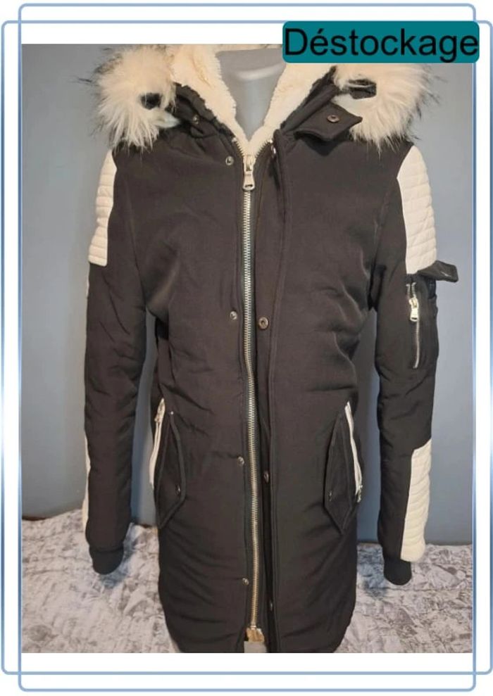Blouson fourrure à capuche projet X - homme - noir et blanc - taille M (161) - photo numéro 8