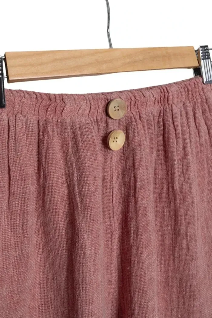 Short en coton texturé rose brique – Upcyclé par Tilli – Pièce unique - photo numéro 4