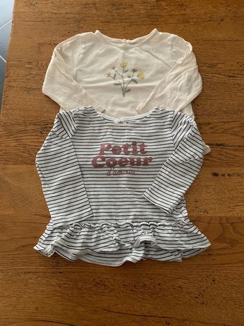 Lot tee-shirts manches longues volantes 18 mois