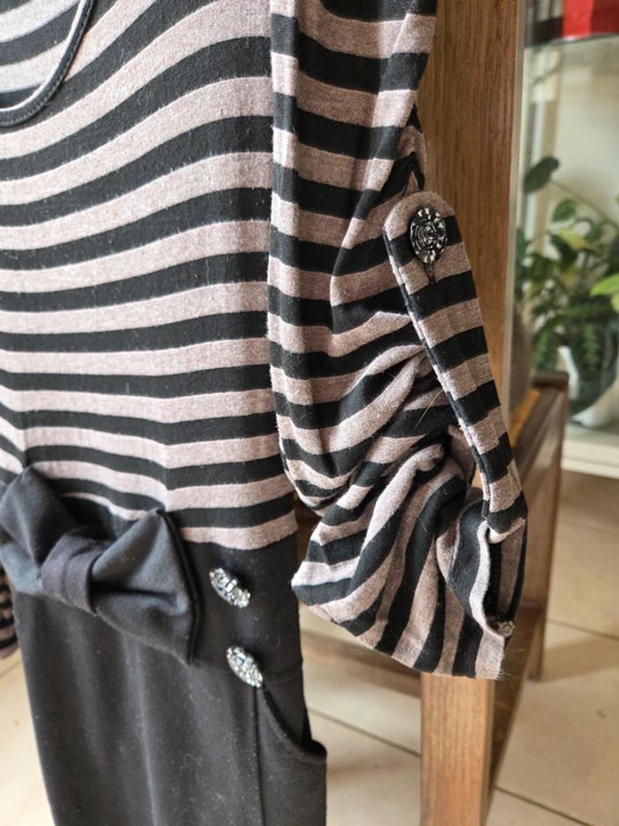 Robe noir rayé gris/marron - photo numéro 4