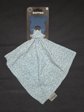 Doudou lange anneau de dentition souris  bleu - Nattou