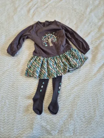 Ensemble robe +collants 18 mois 80 cm