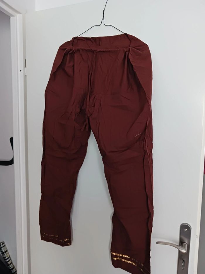 Tunique indienne bleue/marron avec écharpe taille 38 - photo numéro 6