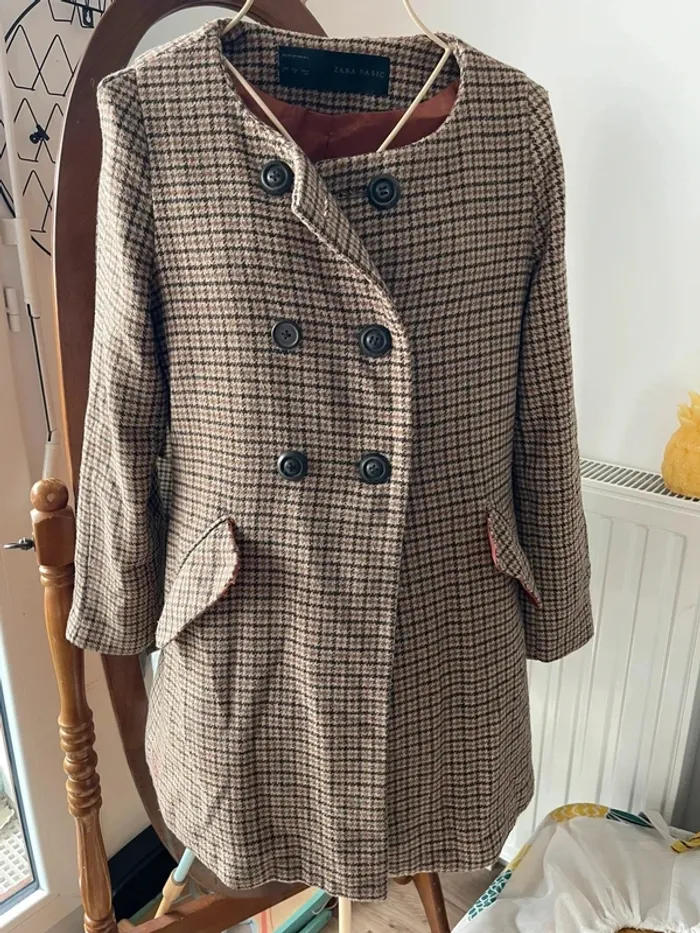 🍍 Manteau à motif pied de poule marron M - photo numéro 2