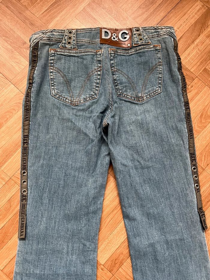 Pantalon jean à jambe large bleu vintage détails motifs côtés Y2K - Dolce & Gabbana - photo numéro 6