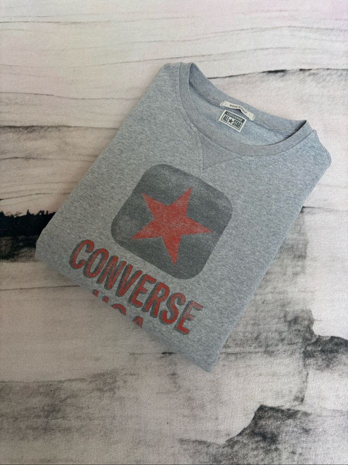 Sweat Converse vintage made in italy taille M gris clair imprimé étoile "converse USA"