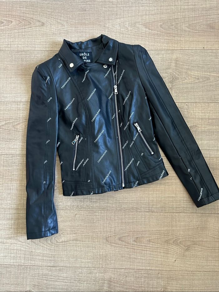 Perfecto noir en simili cuir Drôle de Copine taille S jamais porté - photo numéro 7
