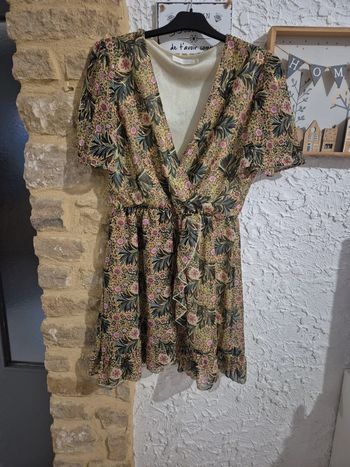 Magnifique robe chic liserai or cache cœur Flamant rose taille M