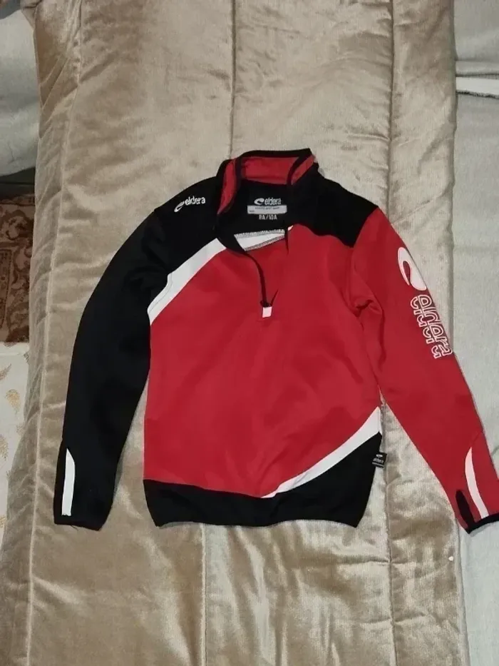 Pull zippé sport Eldera rouge noir mixte 8-10 ans - photo numéro 6
