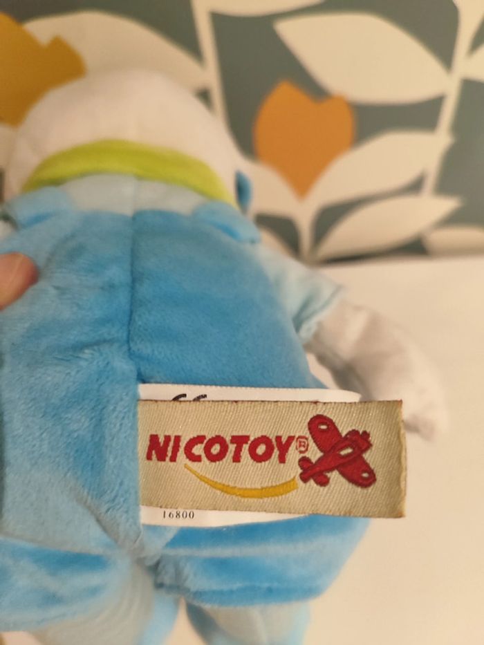 Doudou lapin salopette bleue jardin carotte nicotoy - photo numéro 4