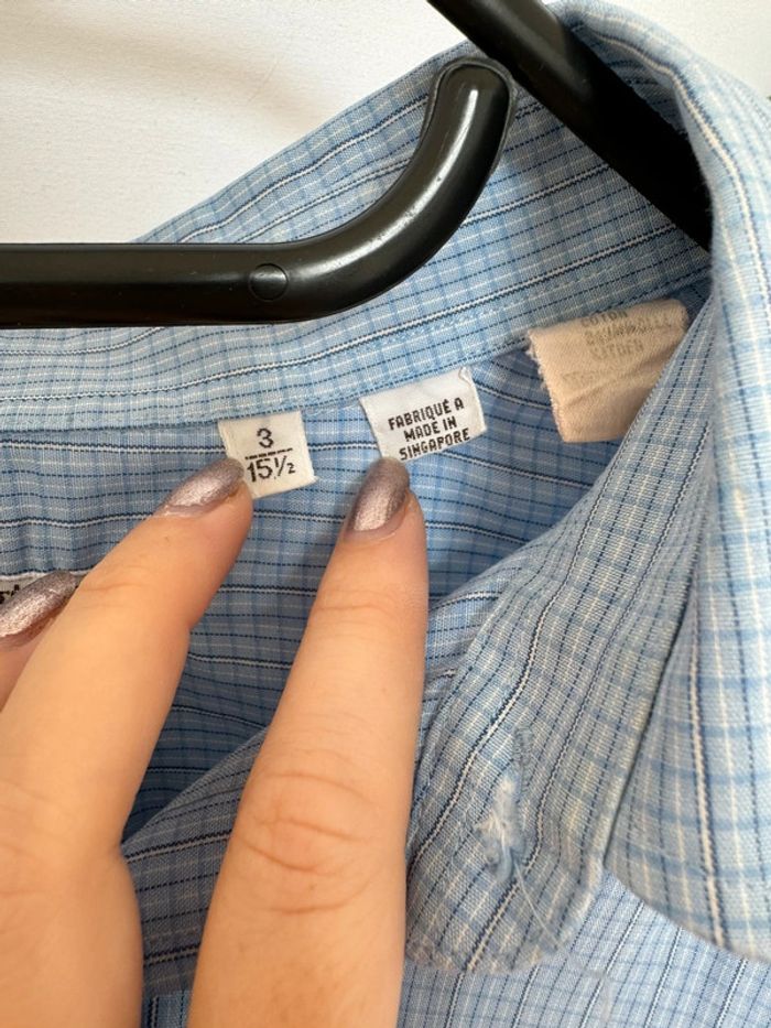 Chemise vintage bleu Yves Saint Laurent logo brodé - photo numéro 7