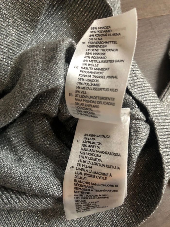 Petit pull pailleté gris argenté H&M taille S - photo numéro 5