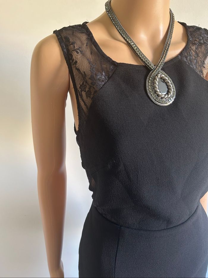 Robe noire neuve sans manches avec dentelle Morgan taille 40 (taille petit) - photo numéro 4
