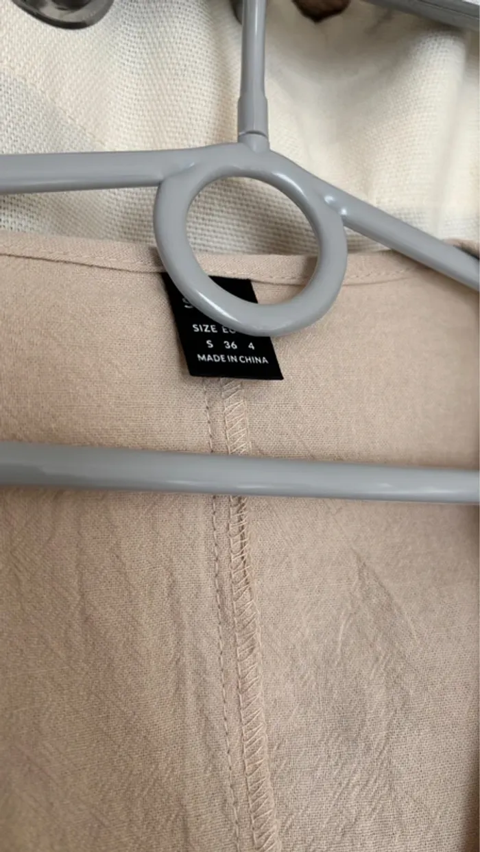 Haut veste tailleur sans manches effet lin marron Shein - photo numéro 3