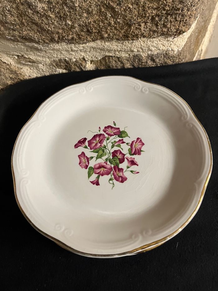 Magnifique lot de 6 petites assiettes à dessert ou fromage Liserons Roses de Gien Avec - photo numéro 5