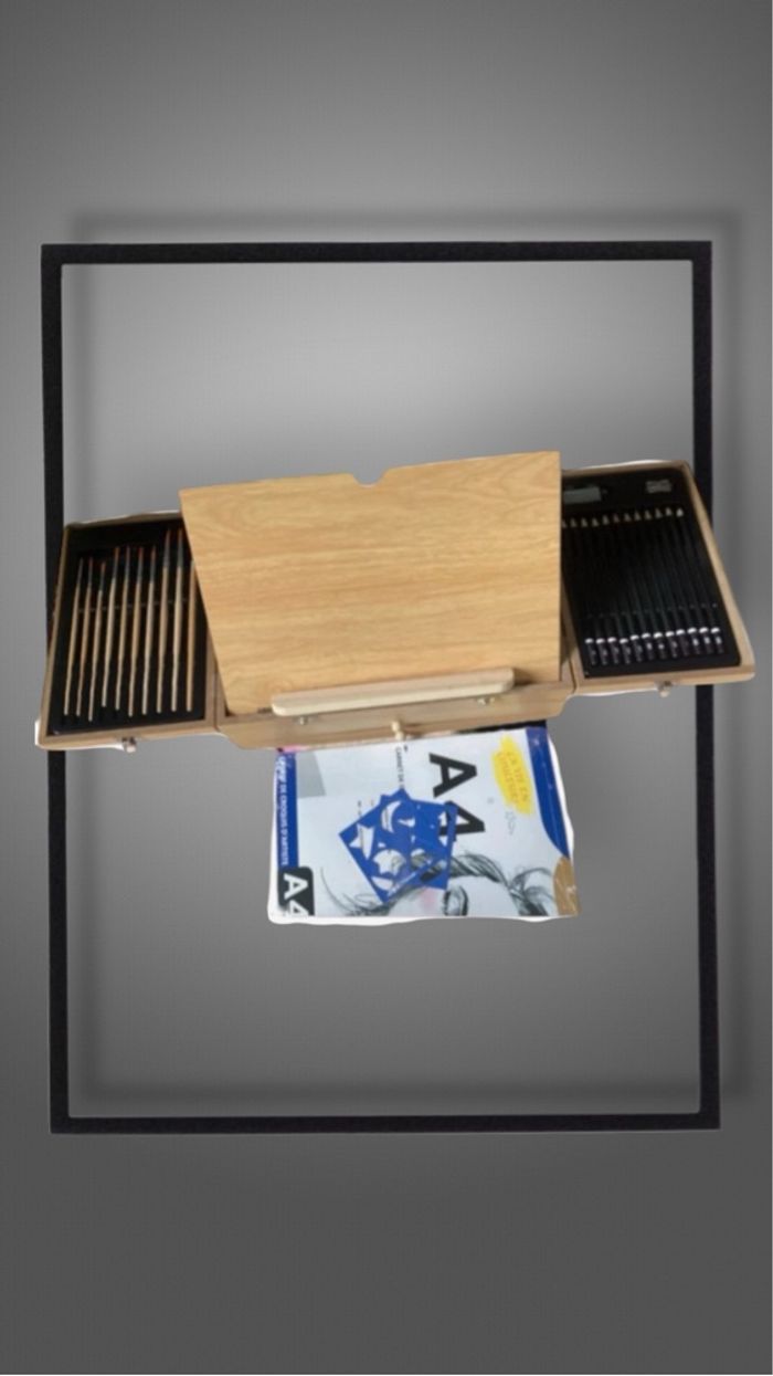 🎨Kit d'art 85 pièces avec chevalet en bois intégré, blocs de dessin, fournitures d'art dans un étui en bois portable, kit de peinture et de dessin professionnel🎨 - photo numéro 2