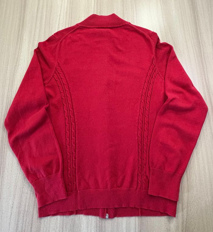 Gilet Tommy Hilfiger rouge torsadée – Taille L – Coton – Écusson brodé - photo numéro 3
